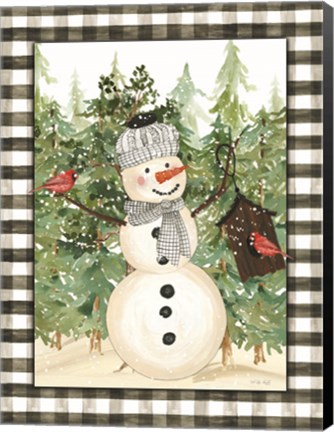 Framed Snowman and Birdhouse Print