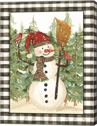 Framed Snowman with Cardinals Print