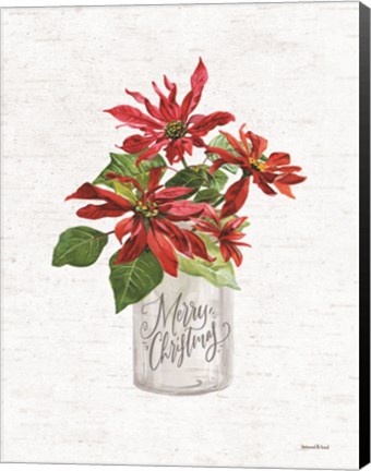 Framed Merry Christmas Poinsettia Print