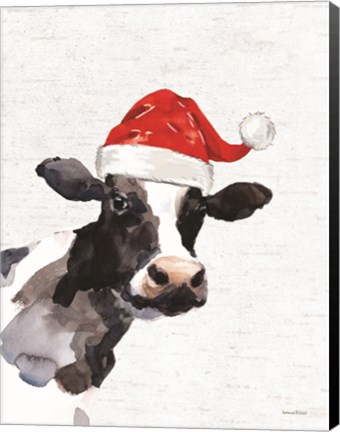 Framed Christmas Cow Print