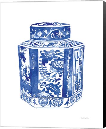 Framed Chinoiserie Vase I Print