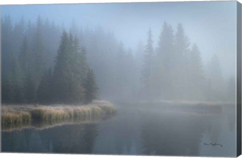 Framed Grand Teton Lake Fog Print