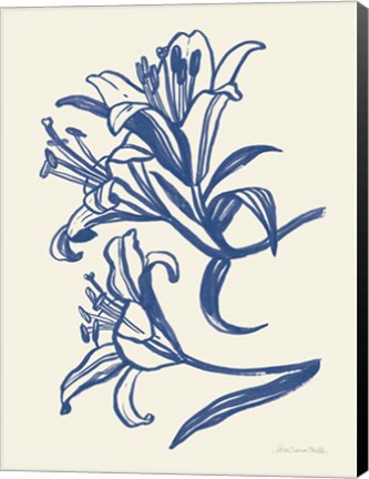 Framed Ink Lilies II Blue Print