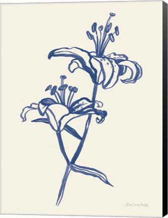 Framed Ink Lilies I Blue Print