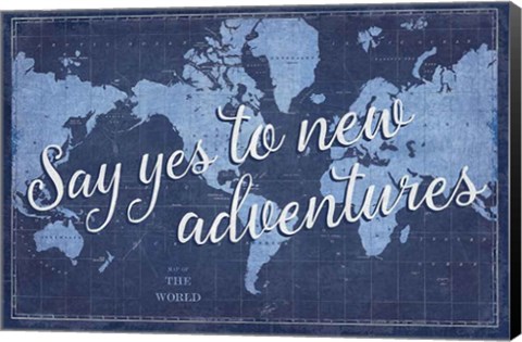 Framed Blueprint World Map Say Yes Print