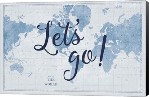 Framed Blueprint World Map Lets Go Print