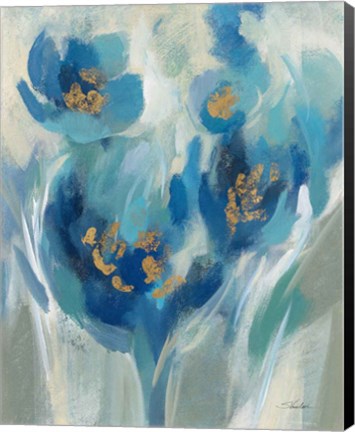 Framed Blue Fairy Tale Floral II Print