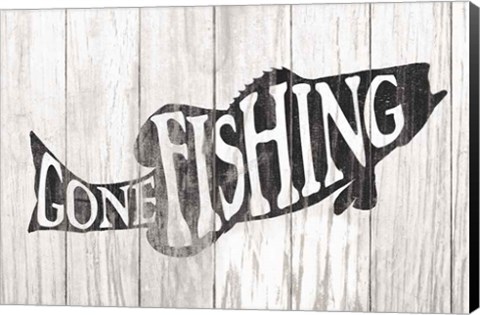 Framed Gone Fishing Sign Print