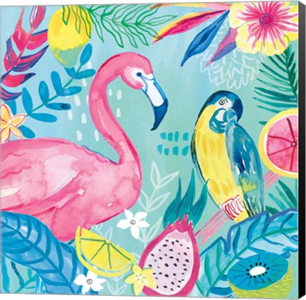 Framed Fruity Flamingos IV Print