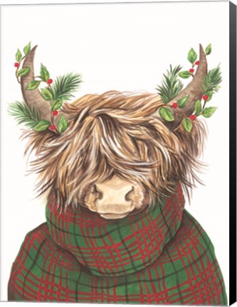 Framed Christmas Highland Cow Print