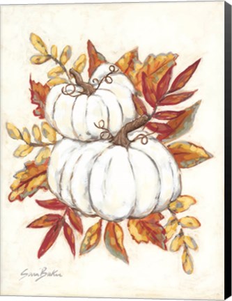 Framed White Pumpkin Fall Foliage Print