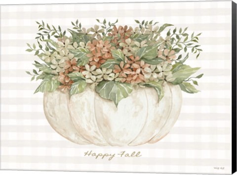 Framed Happy Fall Pumpkin Floral Print