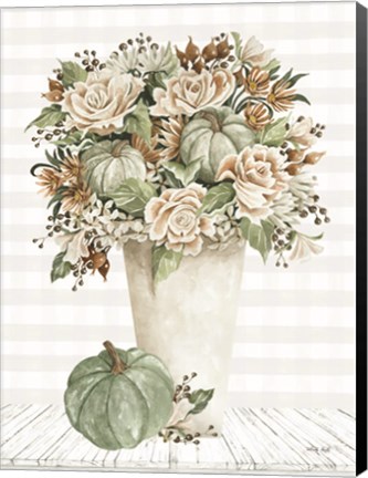 Framed Fall Floral with Pumpkins I Print