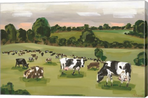 Framed Abstract Field of Cows Print