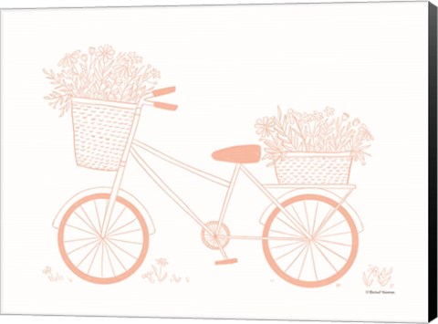 Framed Pink Flower Bike Print