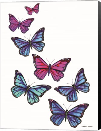 Framed Vibrant Flying Butterflies Print