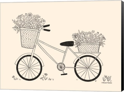 Framed Spring Flower Bike Sketch Print