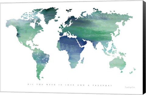 Framed Passport to the World Blue Print