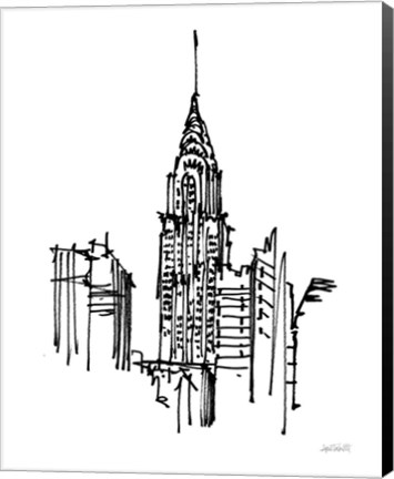 Framed Chrysler Building Sketch Print