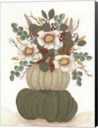 Framed Floral Pumpkin Stack Print