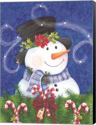 Framed Snowman &amp; Candy Canes Print