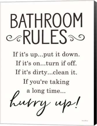 Framed Bathroom Rules Print