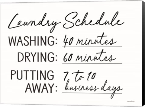 Framed Laundry Schedule Print