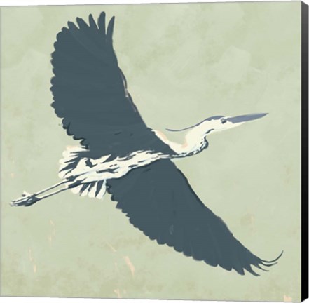 Framed Heron Flying I Print