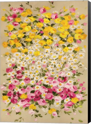 Framed Festone di Fiori (beige) Print
