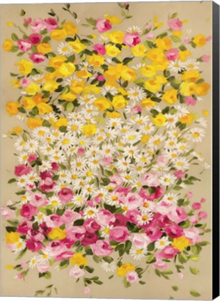 Framed Festone di Fiori (beige) Print