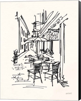 Framed Cafe Sketch II on Cream Print