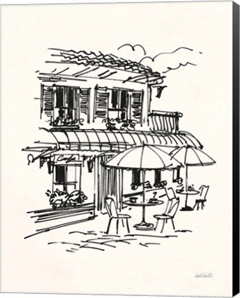 Framed Cafe Sketch I Cream Print