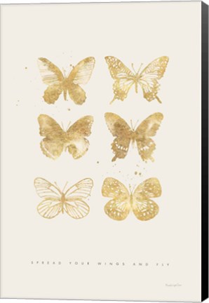 Framed Six Gold Butterflies Print