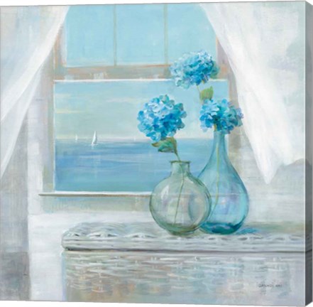 Framed Beach House Hydrangeas Print