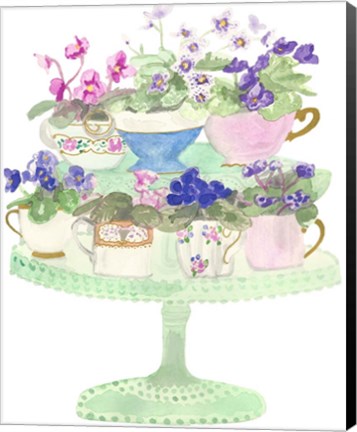 Framed Floral Tea Cups Print