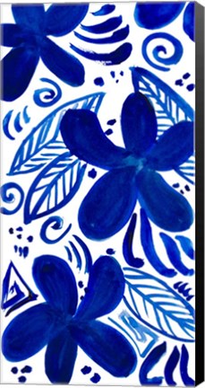Framed Blue Floral Panel Print