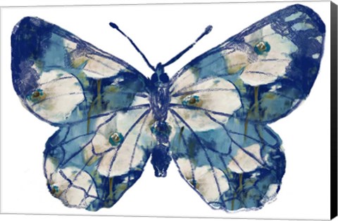 Framed Floral Indigo Butterfly Print