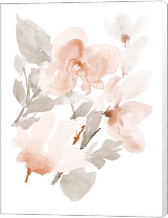 Framed Peach Tranquil Florals II Print