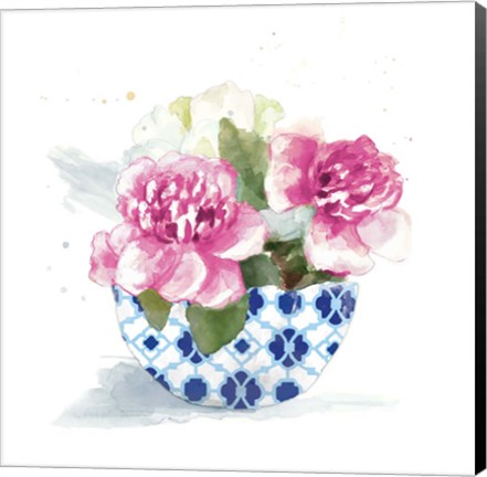 Framed Peonies In A Bowl I Print