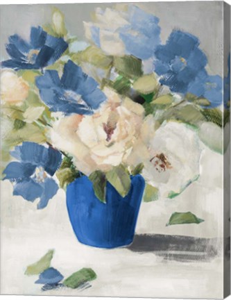 Framed Shades Of Blue Floral Print