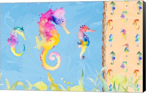 Framed Vibrant SeaHorse Trio Print