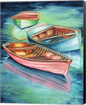 Framed Docked Rowboats II Print