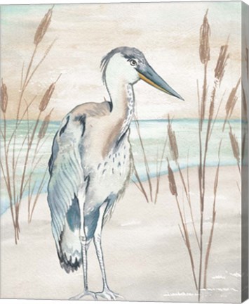 Framed Heron By Beach Grass I Print