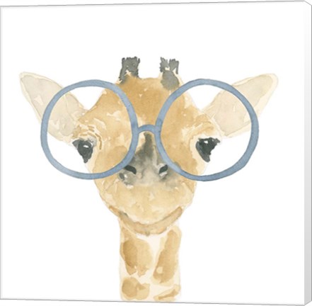 Framed Giraffe With Glasses Print