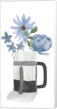 Framed Tumbler Of Blue Flowers II Print