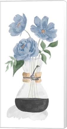 Framed Tumbler Of Blue Flowers I Print