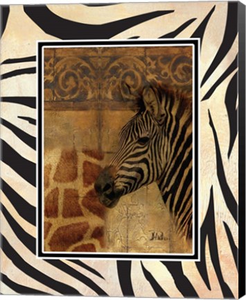 Framed Elegant Safari with Border I (Zebra) Print