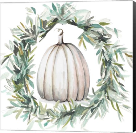 Framed White Pumpkin With Garland II Print