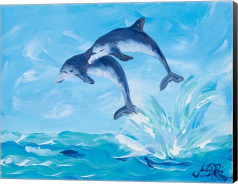 Framed Soaring Dolphins I Print