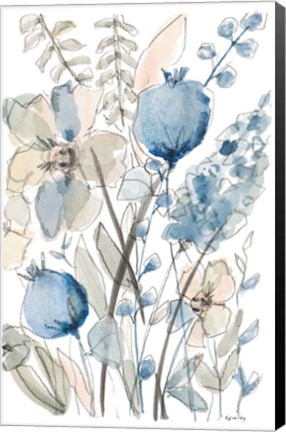 Framed Blue And White Floral I Print